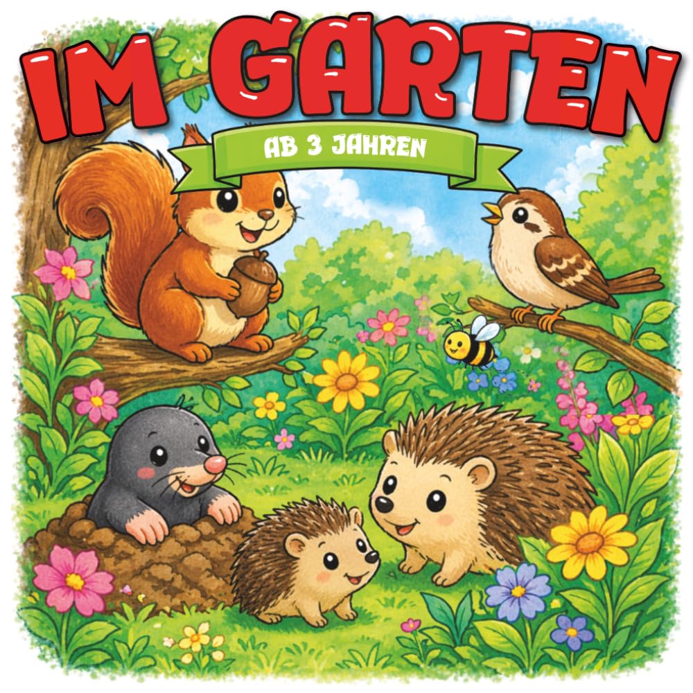 Kindermalbuch Im Garten: ab 3 Jahren: Ein tolles Malbuch mit Tieren aus dem heimischen Garten wie Igeln und Eichhörnchen - für Kinder von 3 bis 6 Jahren