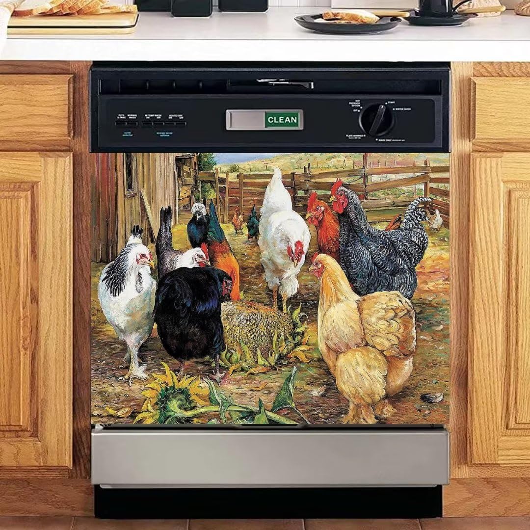 【ゴマ】Rooster Compass Dishwasher Magnet Kitchen Decor,Country Chicken  並行輸入品