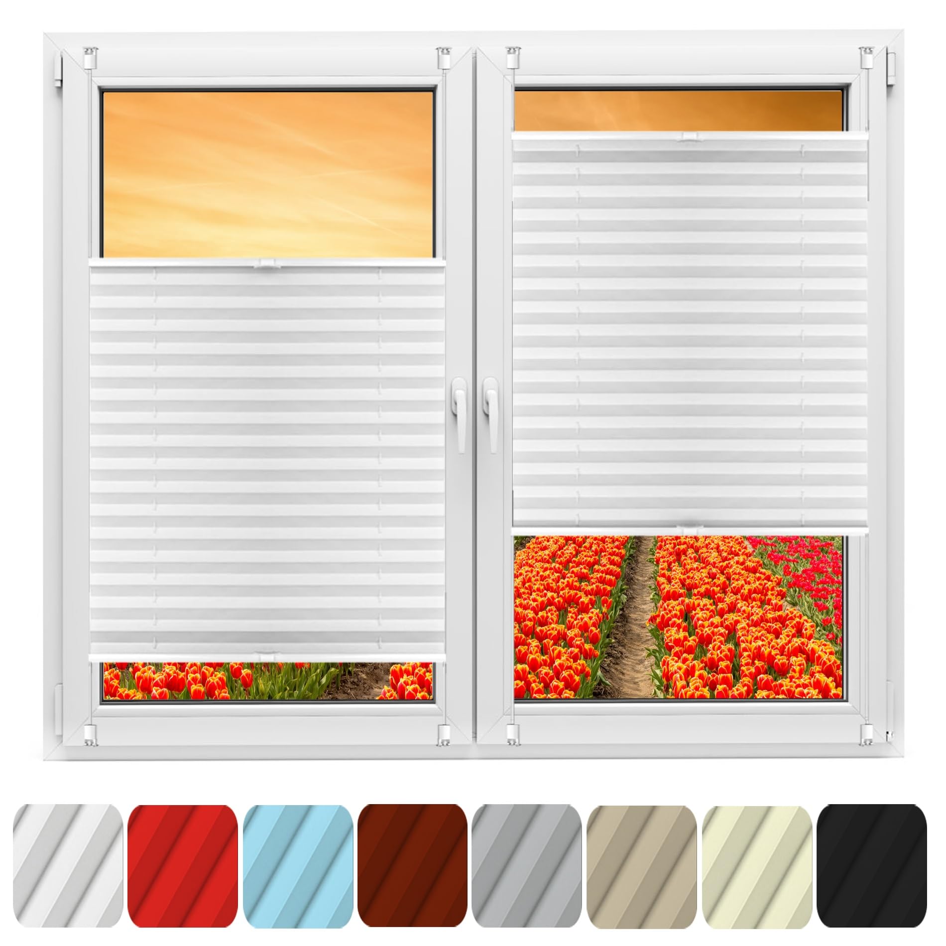 Easyfix Store Plissé 85 x 100 cm sur Mesure pour Toutes Les fenêtres intérieures, Store Occultant sans Perçage Ouverture à Double Sens pour Fenêtres Et Portes, Blanc
