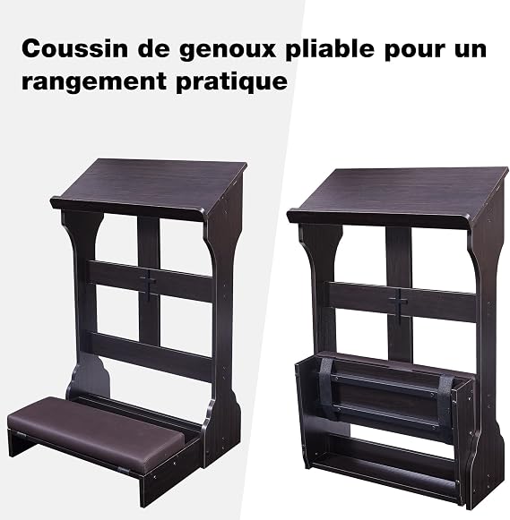 Wooden Folding Prayer Chair with Cushion Prayer Bench for Home Ideal Religious Gift for Worship and Meditation at Church - Compact and Comfortable