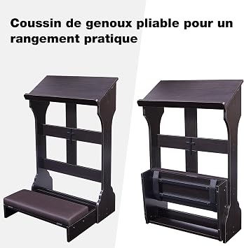 Wooden Folding Prayer Chair with Cushion Prayer Bench for Home Ideal Religious Gift for Worship and Meditation at Church - Compact and Comfortable