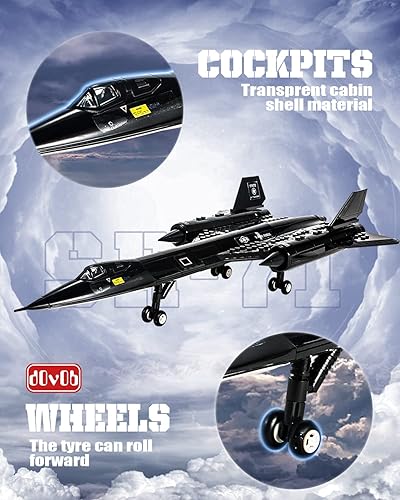 Miniatura 5 de dOvOb Militar SR-71 - Juego de bloques de construcción de la fuerza aérea Blackbird de reconocimiento (183 piezas), construcción de aviones y