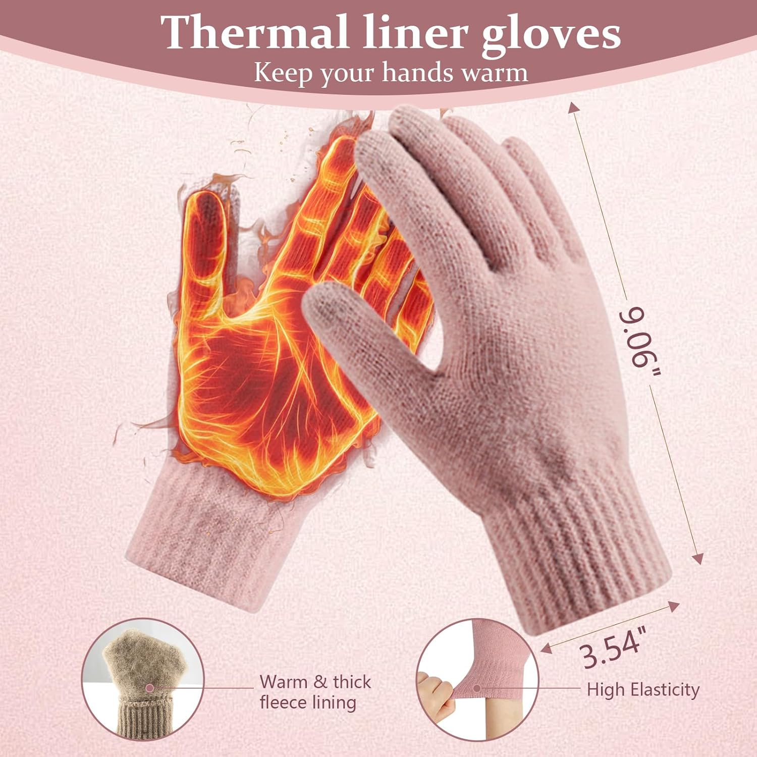 Womens Winter Hat Gloves Scarf Set, Warm Knit Pom Pom Beanie with Fleece Lined Long Neck Scarf Touchscreen Gloves Gift - Image 5