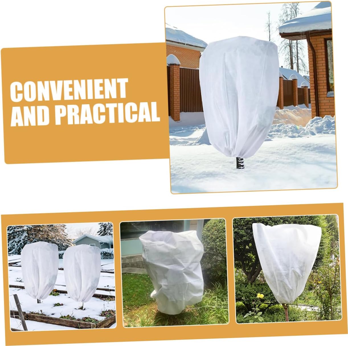 2pcs Plant Frost Covers Non-Woven Fabric Drawstring Reusable Freeze Plant Protection from Cold