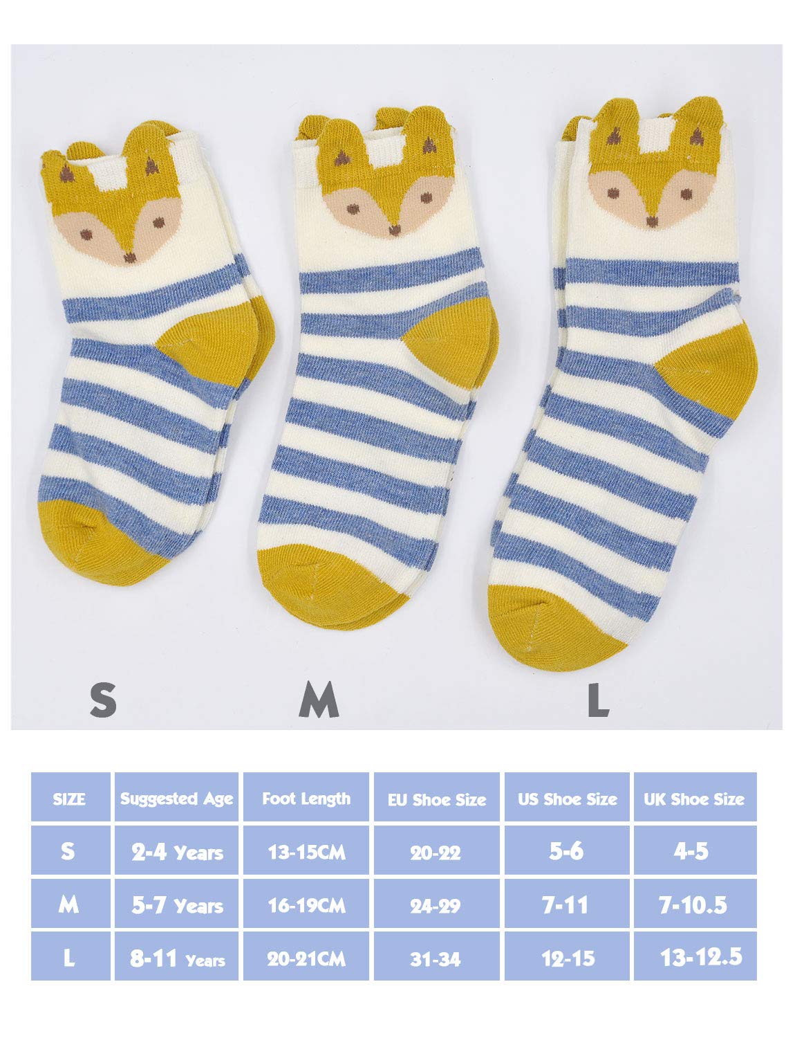 Artfasion Calcetines de algodón para niños: bonitos calcetines de dibujos animados, suaves, divertidos, transpirables, para niños y niñas