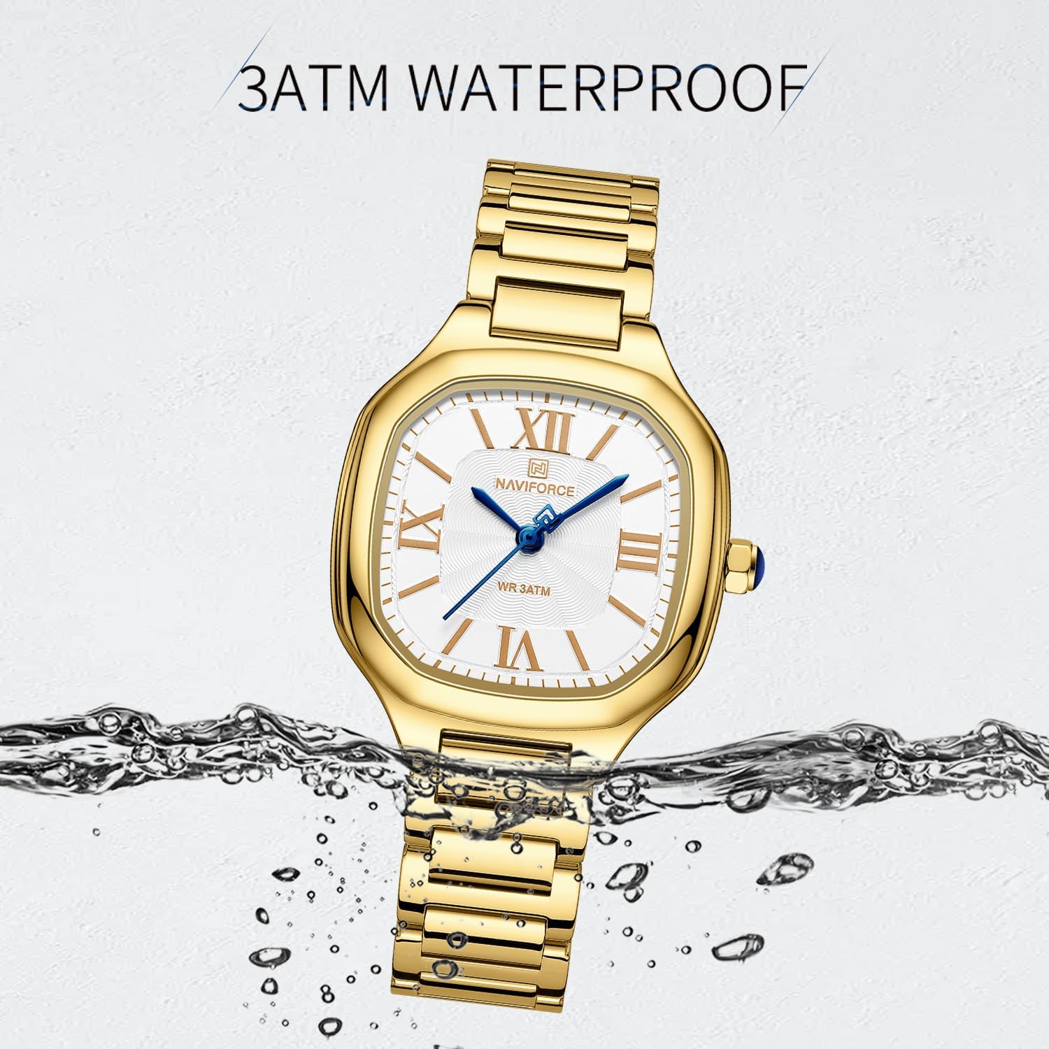 NAVIFORCE Fashion Vintage Watches for Women with Square Case Roman Dial,Stainless Steel Band Bracelets - Image 4