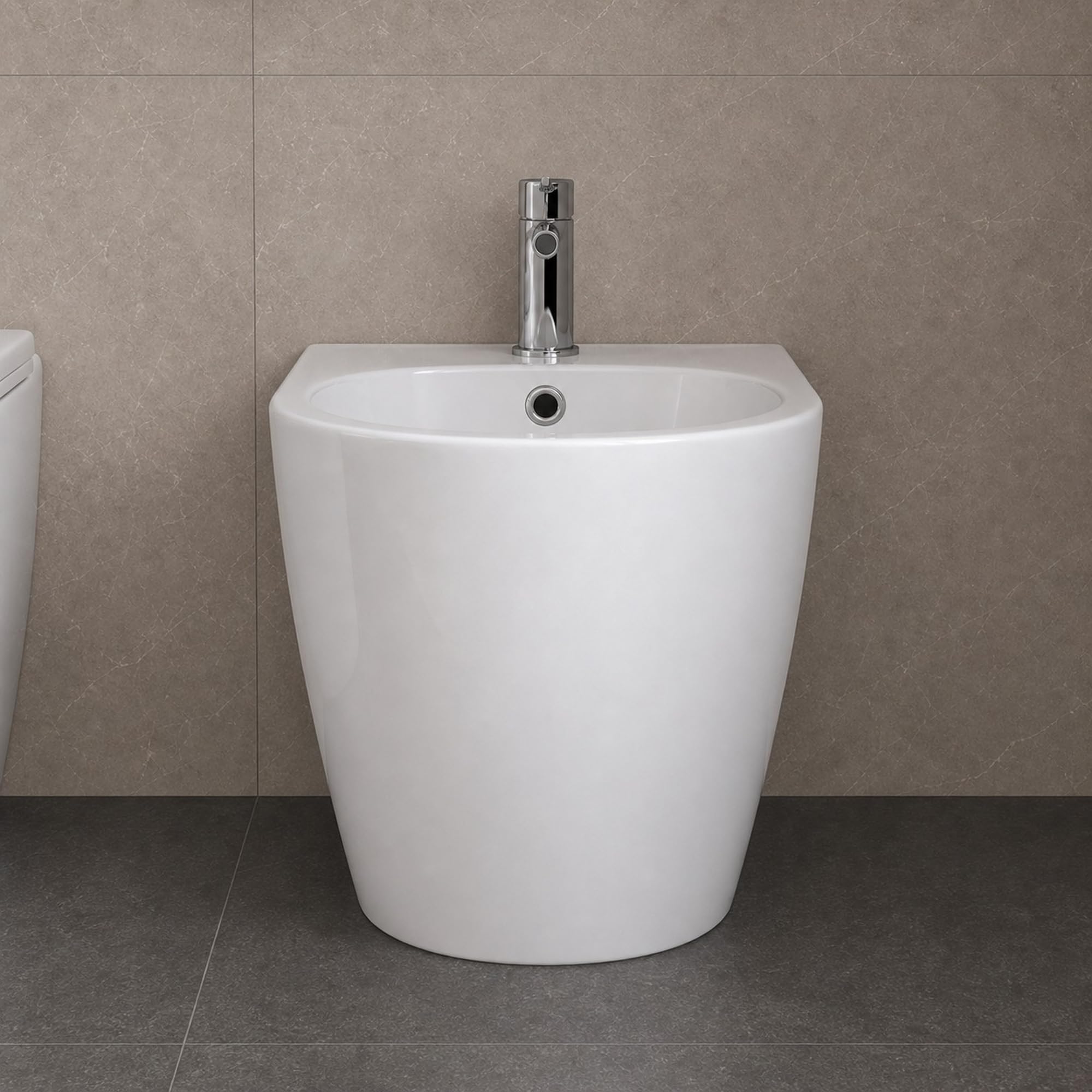 Giunone Bidet in Ceramica, Finitura Lucida, Bianco Lucido, a Pavimento Filo Parete