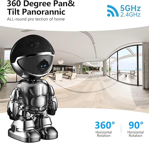 Miniatura 3 de Cámara interior 2K 5G2.4Ghz WiFi Seguridad para el hogar, cámara para bebémascotarobot con detección de movimiento de aplicación de teléfono, visión