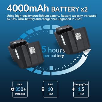 BAOSHISHAN Electric Strapping Machine 4000mAh x2 Battery - Automatic PP/PET Strapping Tool for 1/2-5/8in Box & Pallet Packaging, for Warehouse or Logistics