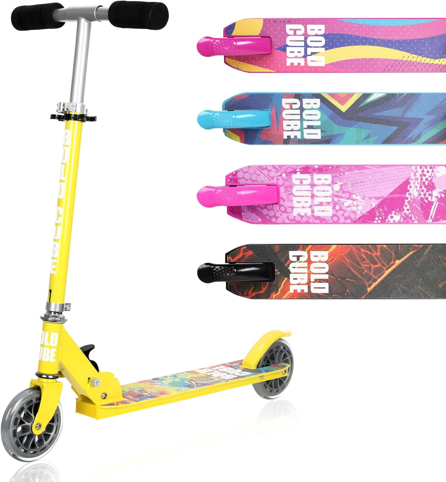 BOLDCUBEClassic Two Wheel Scooter for Kids Ages 6+ | Lightweight | Fold & Go | Adjustable Height 69 to 82 cm