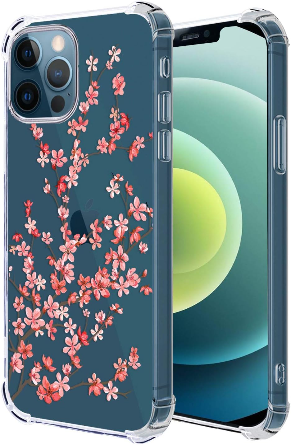 hepix iPhone 12 Pro Max Clear Case 6.7 inch 2020, Cherry Blossom Floral Transparent Flexible Soft TPU Ultra-Thin Cover Flower Bumper Protective Anti-Scratch Camera Protection