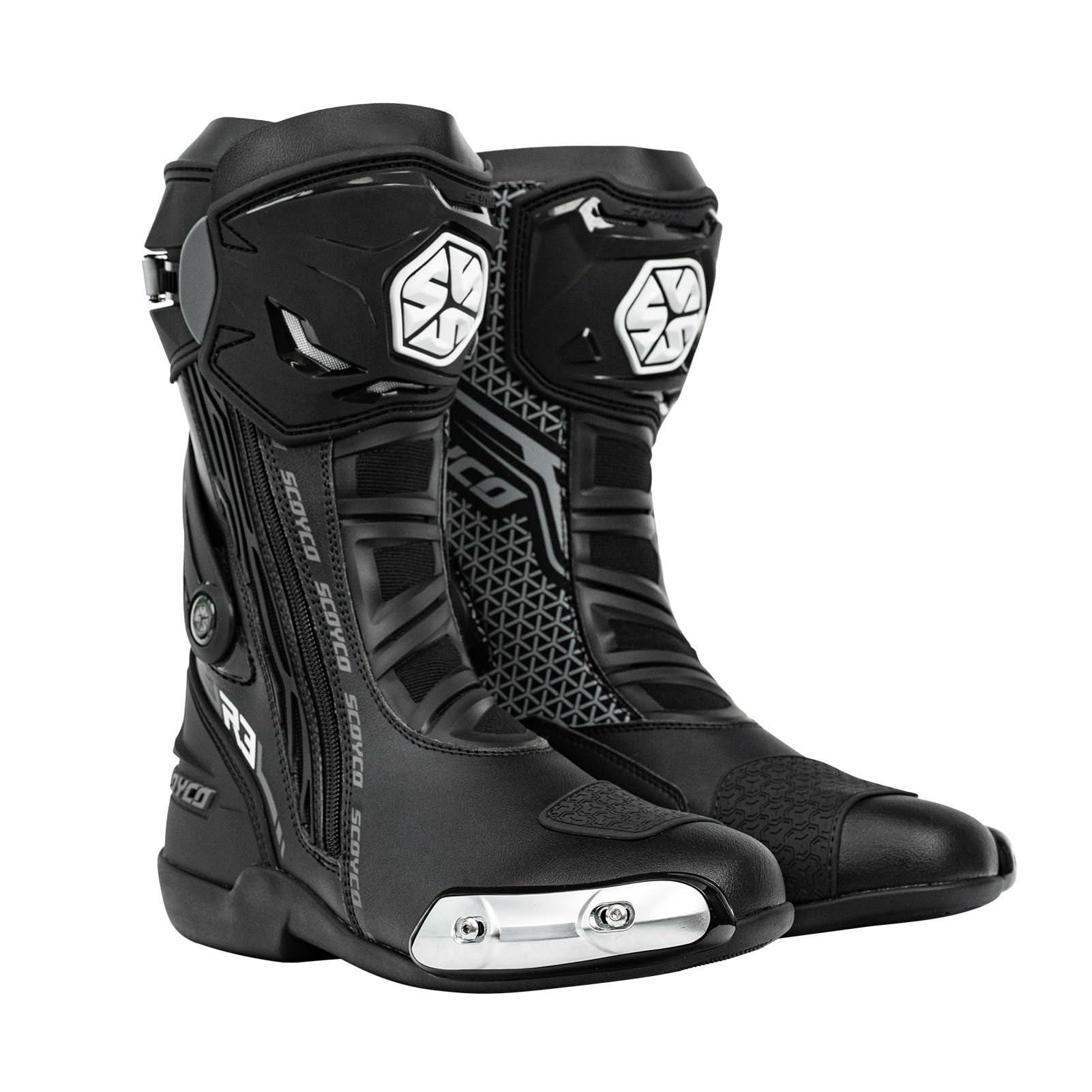 Scoyco CE Level 2 Racing Motorcycle Boots with TPU Shin Guard Ankle Support