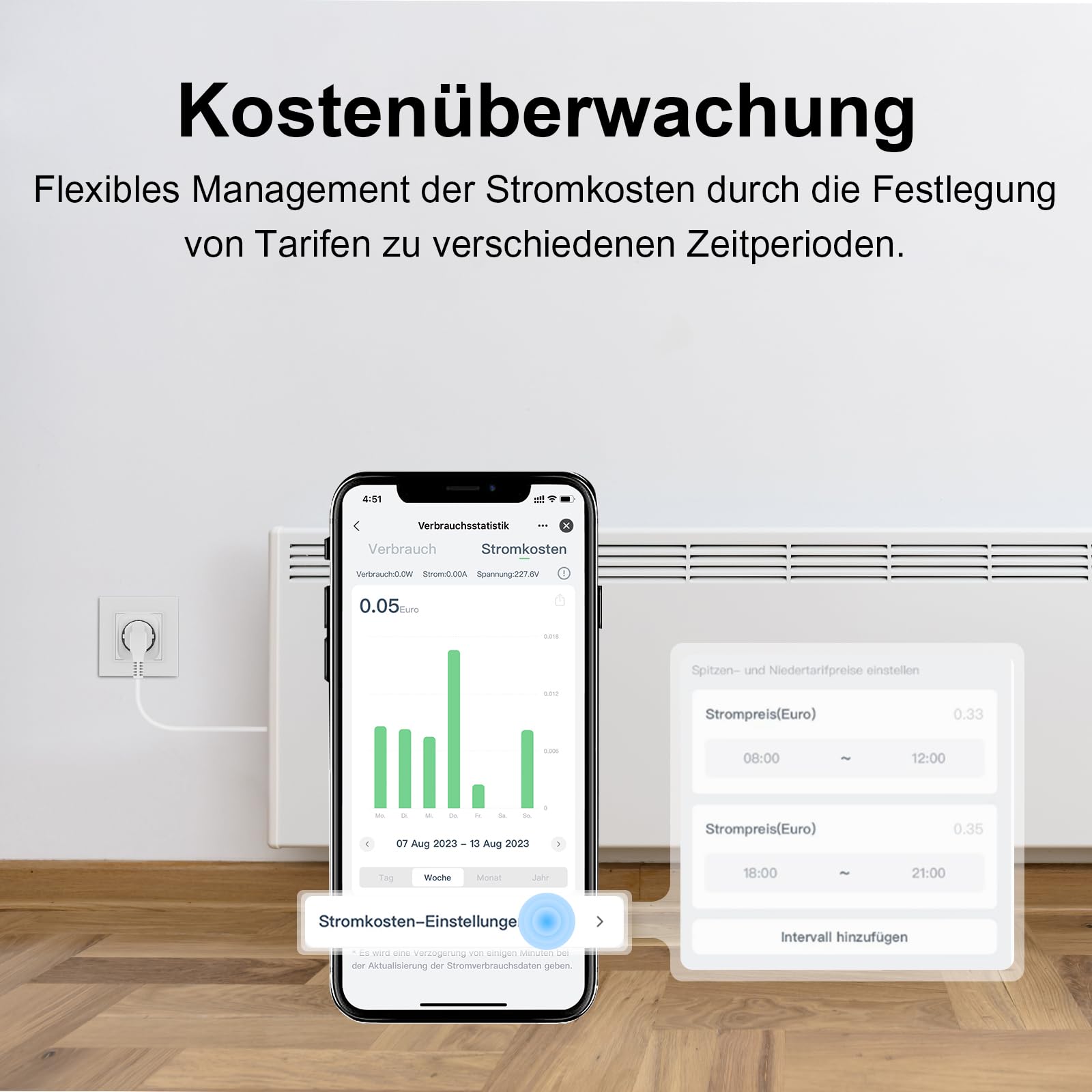 EIGHTREE Inteligentne gniazdko Wi-Fi, z pomiarem prądu, 16 A, Smart Home WiFi, akcesoria Alexa, harmonogram, zdalny dostęp, współpracuje z Alexa, Google Home, SmartThings, 2 sztuki w opakowaniu