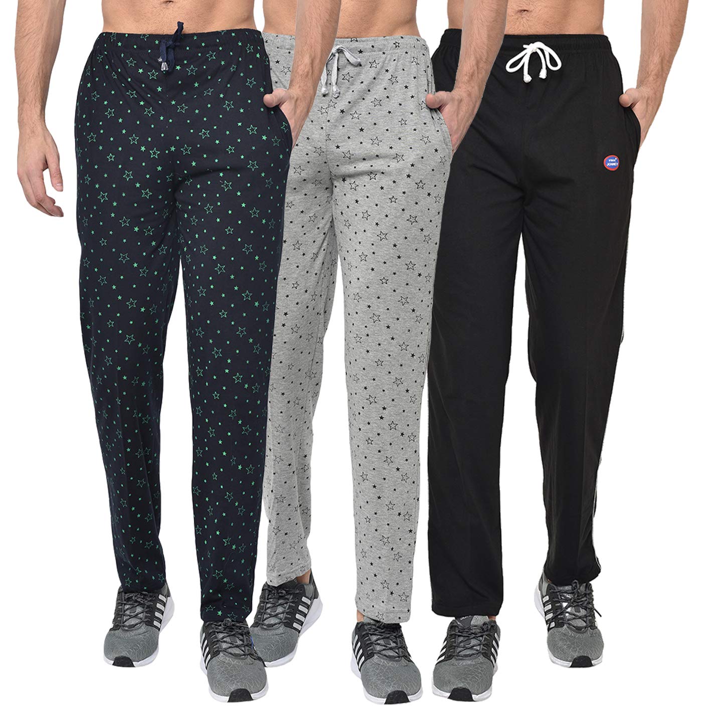 VIMAL JONNEY Cotton Blended Regular Fit Pyjamas for Men (Pack of 3)-D1_PRT_1NVY_1MLG_D1_BLK_0003-P VIMAL JONNEY Cotton Blended Regular Fit Pyjamas for Men (Pack of 3)-D1_PRT_1NVY_1MLG_D1_BLK_0003-P