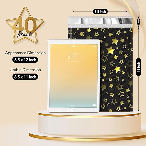 Miniatura 2 de Metronic Sobres de burbujas de 8.5 x 11 pulgadas, paquete de 40 sobres acolchados negros, impermeables, sobres acolchados de burbujas para