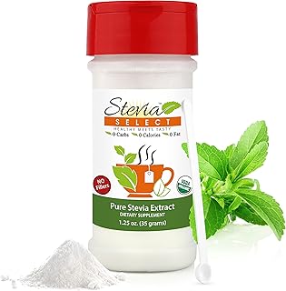 Stevia Select Pure Organic Stevia Powder - 100% Stevia Without Erythritol Zero Calorie Sweetener - Pure Stevia Powder Stevia Sweetener Sugar Substitute - Keto Sweetener & Sugar Alternative 1.25 Oz