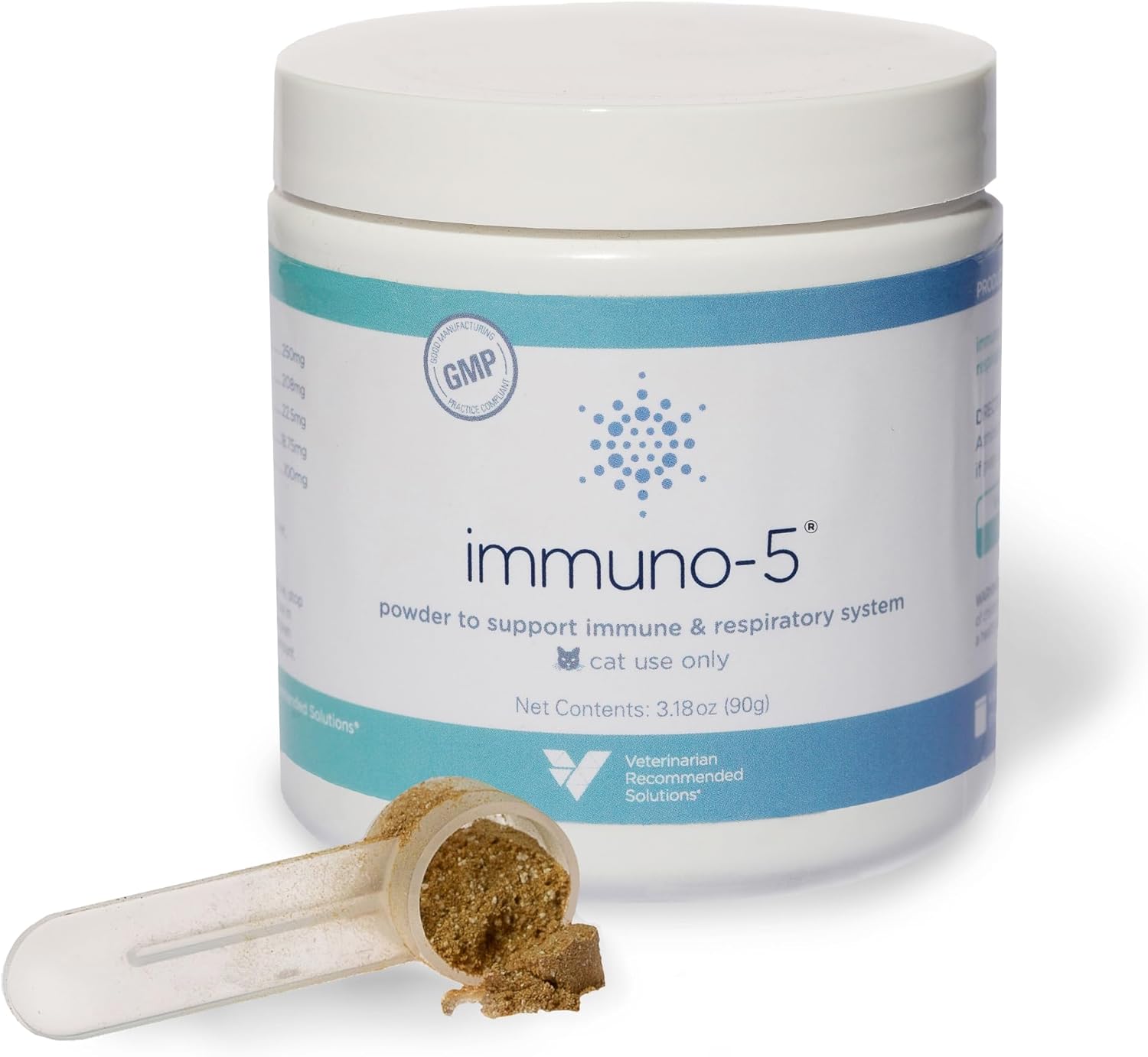 Immuno-5 Immune & Respiratory Support Powder for Cats from Veterinarian Recommended Solutions with L-Lysine, Omega-3 & Egg Yolk