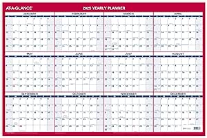 Amazon.com: AT-A-GLANCE 2025 Erasable Calendar, Dry Erase Wall Planner ...