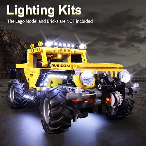 Miniatura 3 de Kit de luces LED para Lego Jeep Wrangler 42122, compatible con Lego 42122, iluminando tu juguete para Jeep Wrangler - sin modelo (versión de control