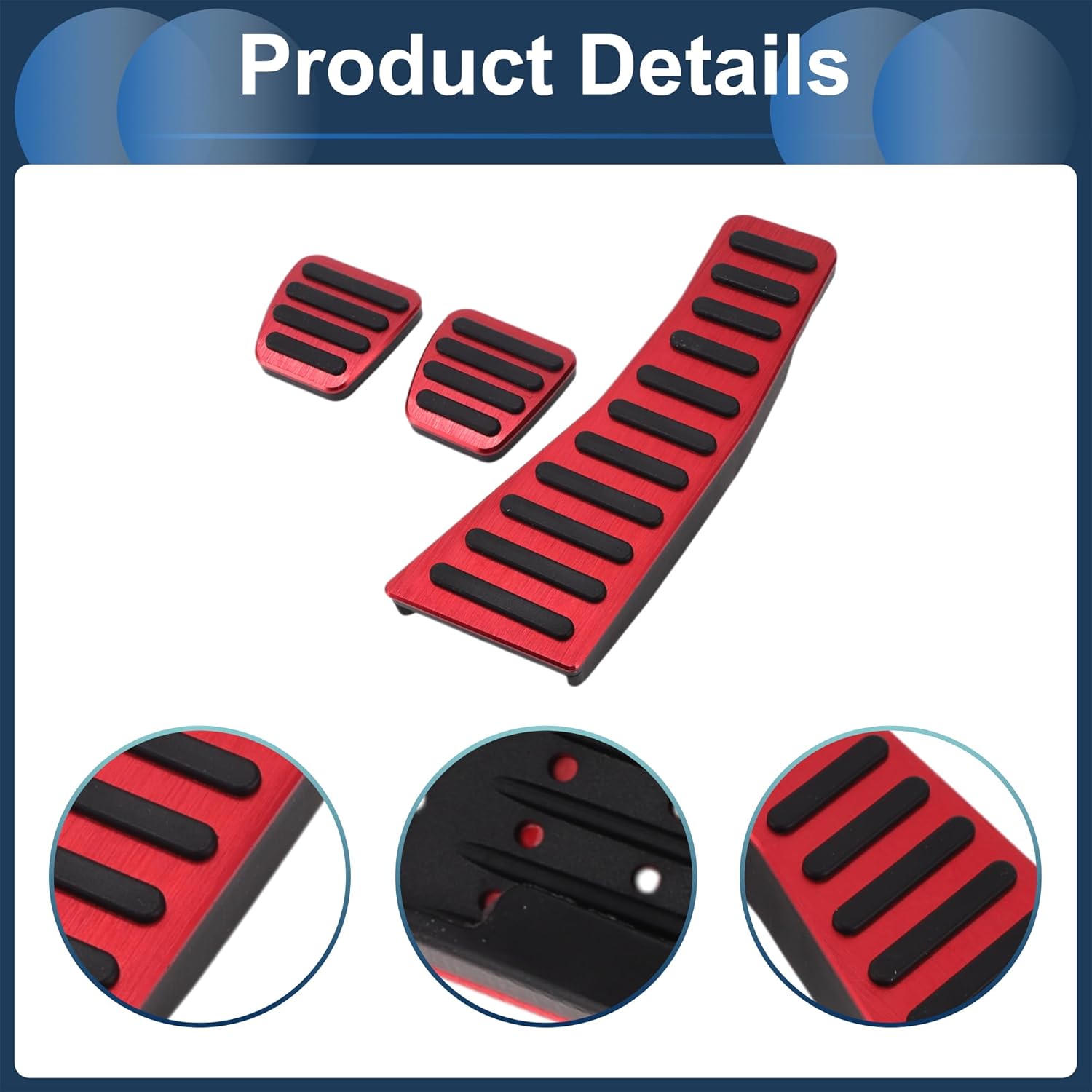 3 Pcs Manual Foot Pedal Pads Foot Accelerator Pedal Covers for Honda Civic 2006-2009 Aluminum Alloy Red
