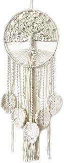 Large Tree of Life Dream Catchers, Macrame Wall Hanging Boho Handmade Woven Dream Catcher Macrame Wall Decor Art for Adults Boys Girls Bedroom Wedding Party Decor, Festival Blessing Gift(Light Beige)