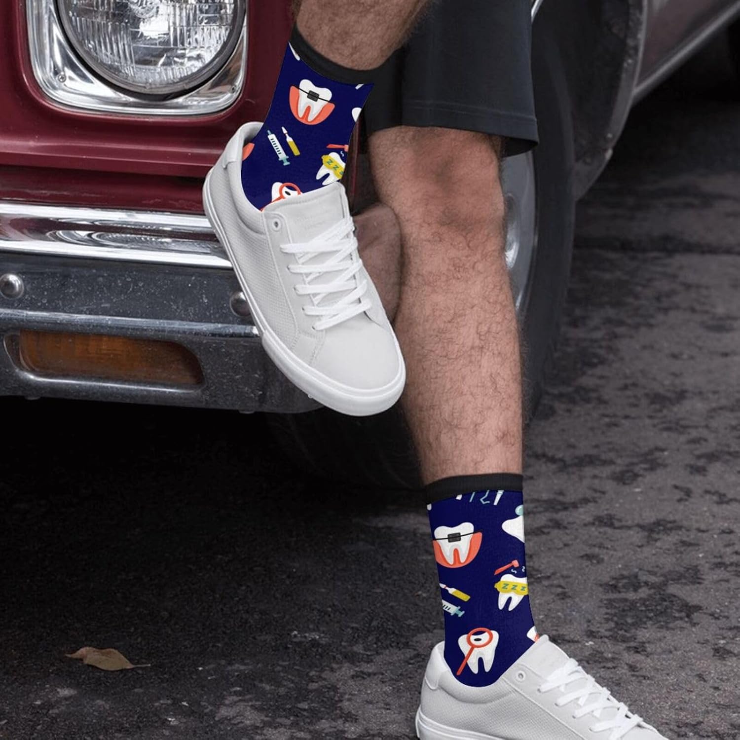 Dental Teeth Hygiene Tools Unisex Novelty Crew Socks Casual Funny Crazy Dress Socks - Image 5
