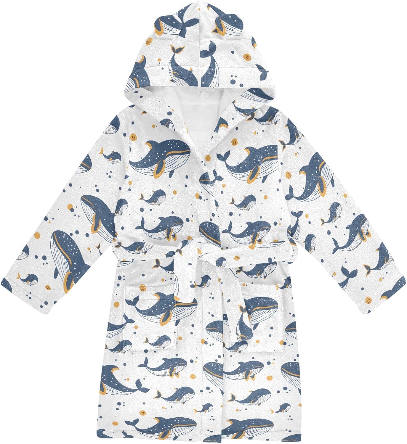 senya Many Whale A Toddler Hooded Bathrobe Kids Soft Plush Bath Towel Robes for Boys Girls 2-12 Years