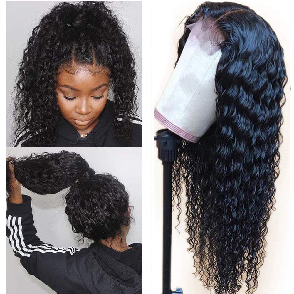 Fuduete Deep Wave 4x4 Lace Front Wigs Human Hair 10A Grade Brazilian Deep Curly Human Hair Wigs for Black Women 150% Density Pre Plucked With Baby Hair Natural Color(4x4 Deep Wig, 26Inch)