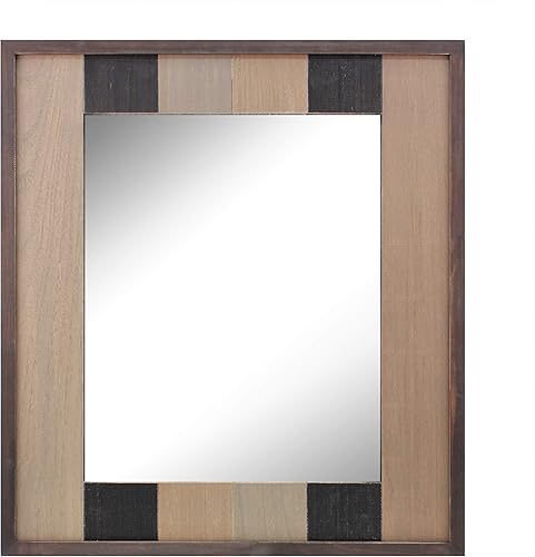 Stonebriar Espejo de pared rectangular de madera con soportes de montaje adjuntos, detalles de decoración rústica para el baño, sala de estar,