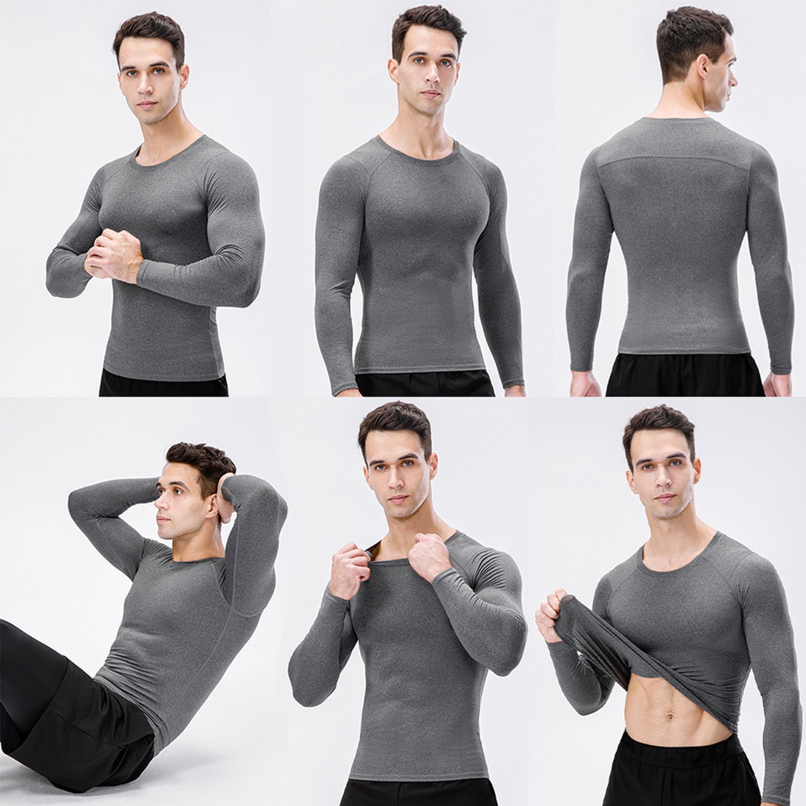 Camisas de Compresión para Hombre, Paquete de 3 Piezas, Entrenamiento de Secado Rápido para Gimnasio, Correr, Yoga con Camisetas de Manga Larga, Ajuste Ajustado (XXL)