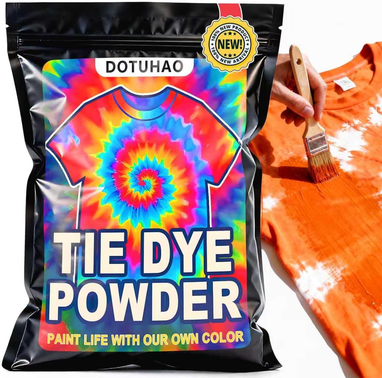 Tie Dye Powder, Orange Fabric Dye, Tie Dyes for Clothes, Creative Dyes for Clothes, Perfect for Arts & Crafts, DIY Fabric Art (Orange, 2 OZ)