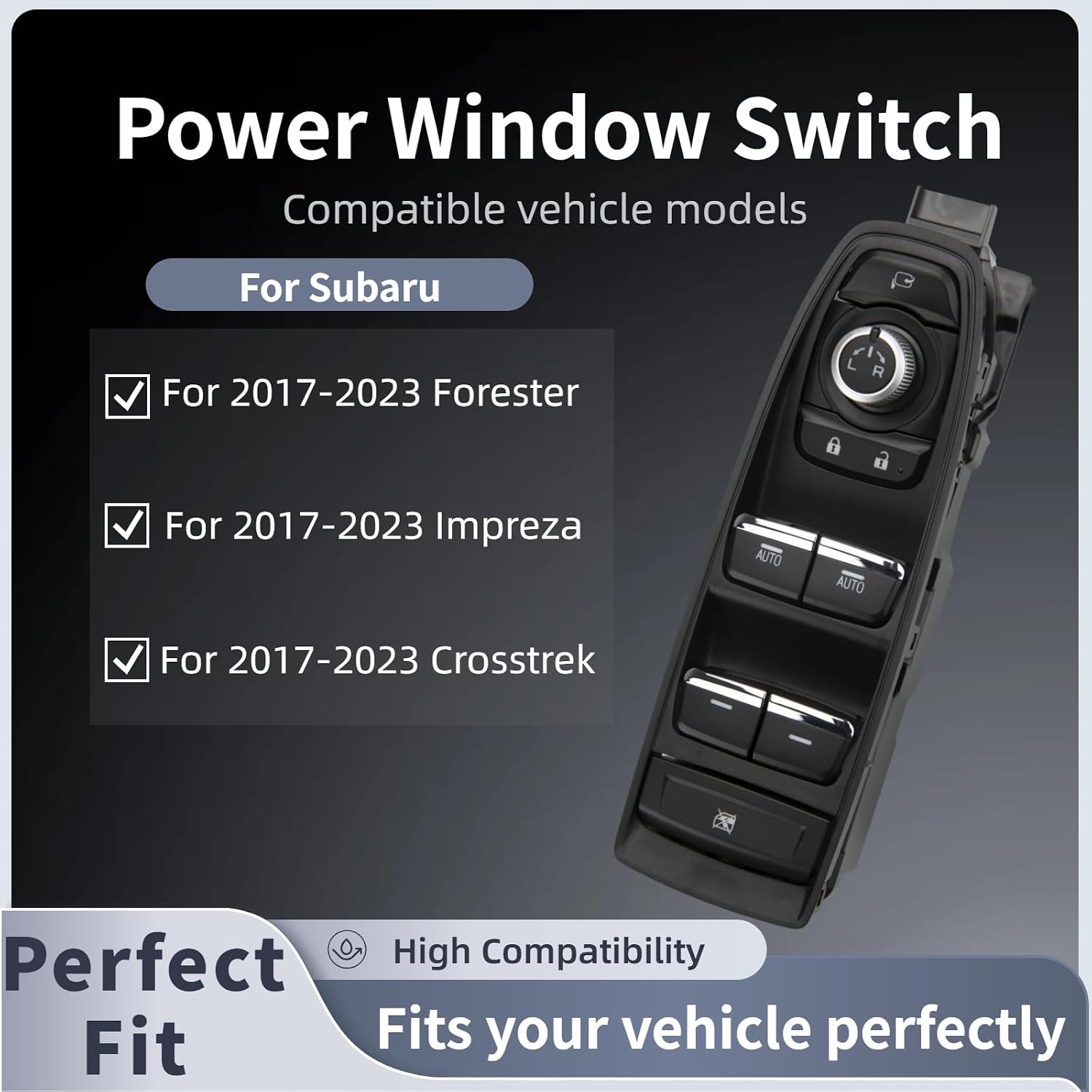 Upgraded Version Master Power Window Switch Compatible for 2018-2023 Subaru Impreza/Crosstrek/Forester, Front Left Driver Side Power Window Switch Replaces OE 83071FL61A 83071FL650