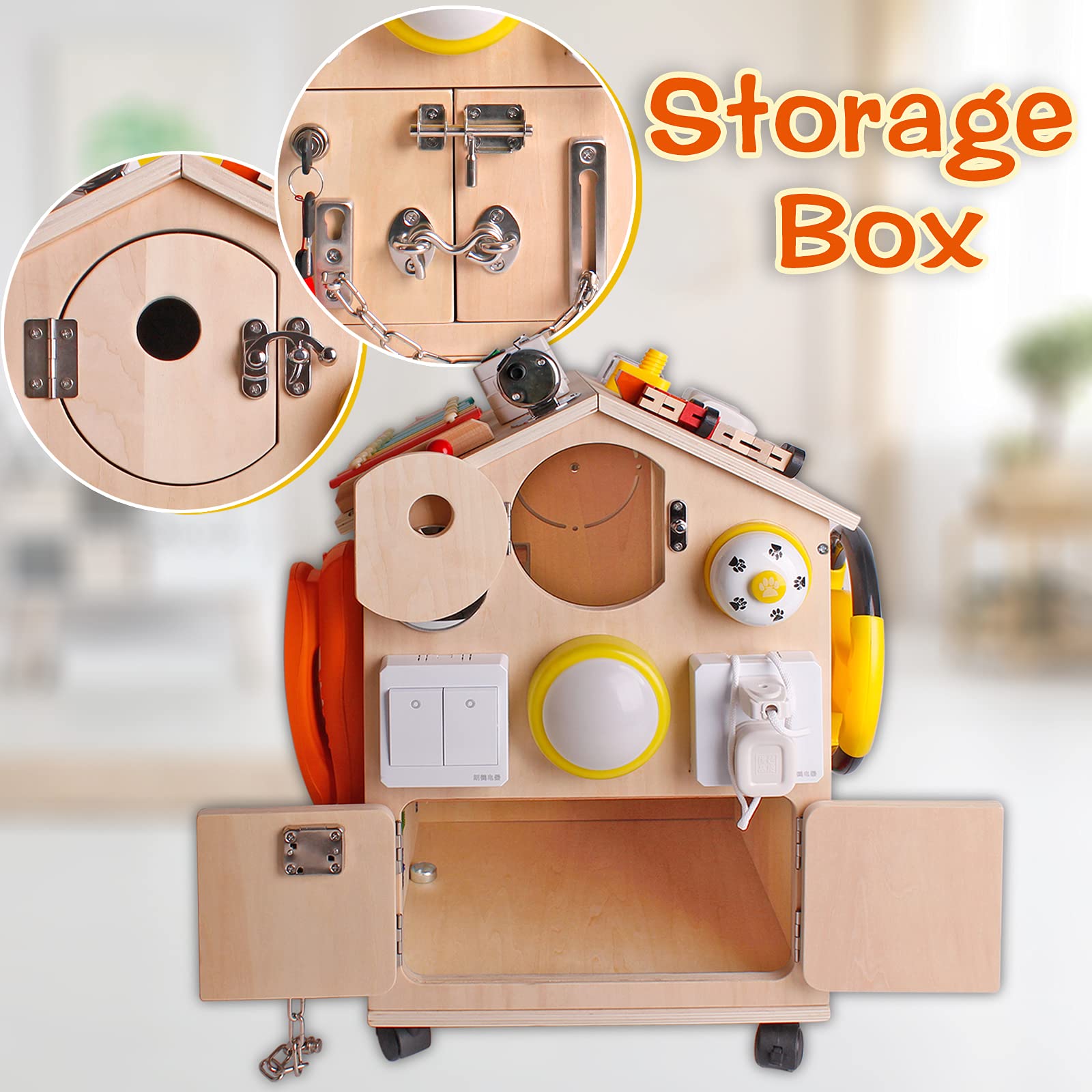 Busy Boards Smart House Baby Toy Wooden Montessori Busy House, Pre