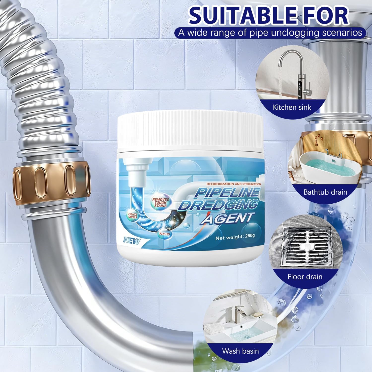 Sink Drain Hair Clog Remover Cleaner, Drain Clog Remover Agent, Toiletunclogger Heavy Duty, Unclog Clogged - Image 3