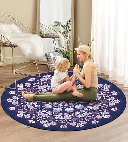 Miniatura 6 de Esterilla de yoga redonda de pilates de meditación, alfombrilla de yoga grande de gamuza de lujo, base antideslizante de goma natural es adecuada