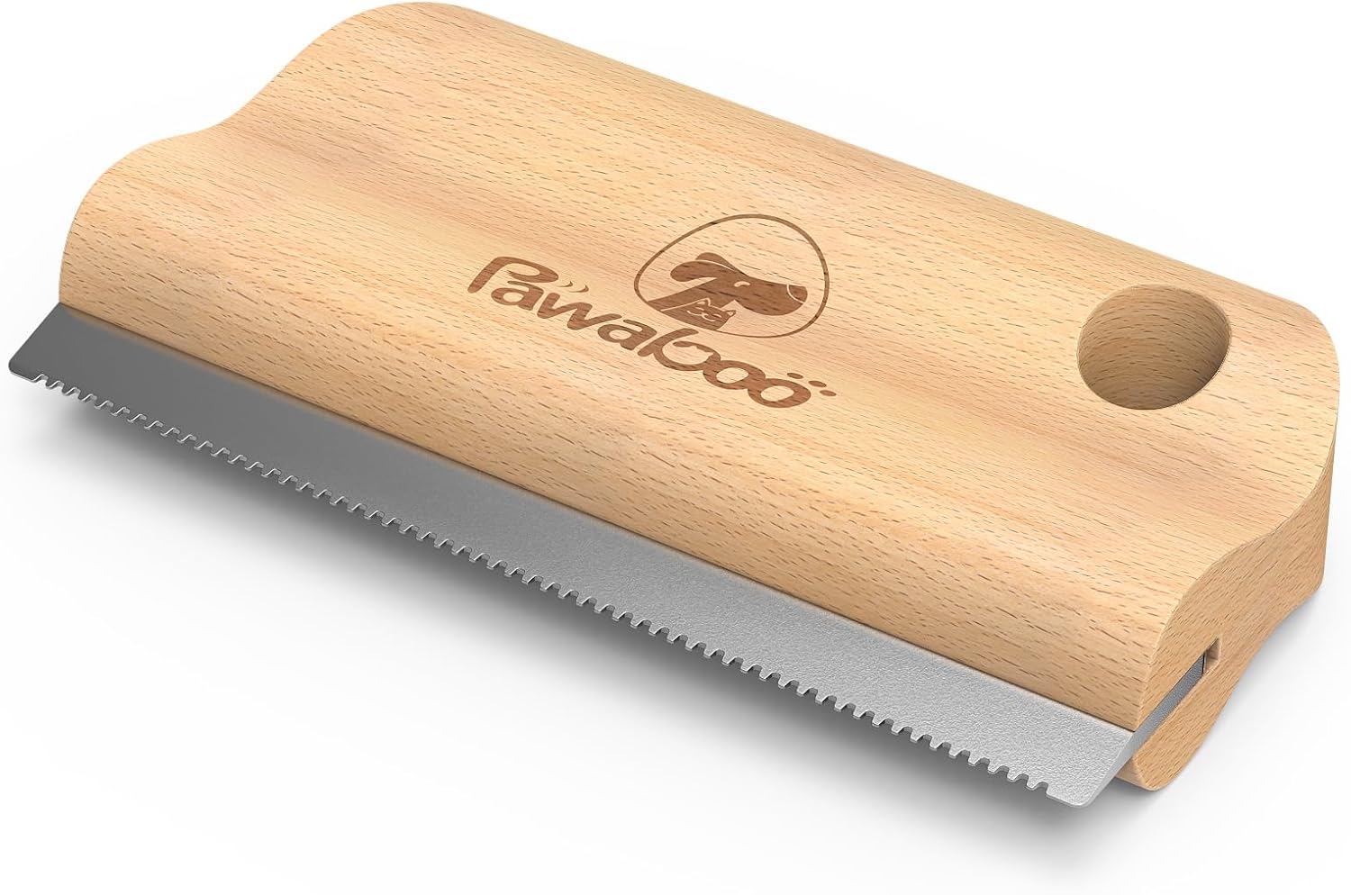 Pawaboo Deshedding Brush for Dogs & Cats, Dog Hair Removal Comb with Ergonomic Gripping, Wooden Grooming Shedding Brush for Short Hair Dogs and Cats, Hangable Pet Cleaning Comb Supplies, 5.1 Inch