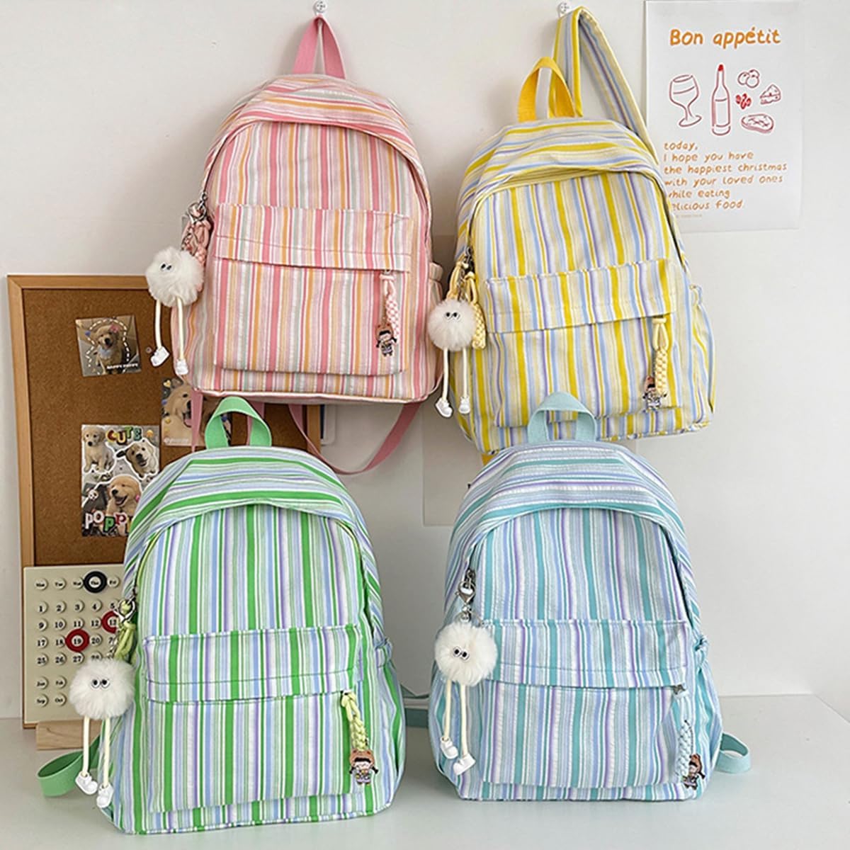 Stylish Cute Linearity Aesthetics College Backpack For Women Simple Casual Lightweight Resistant Travel Bag - Image 9