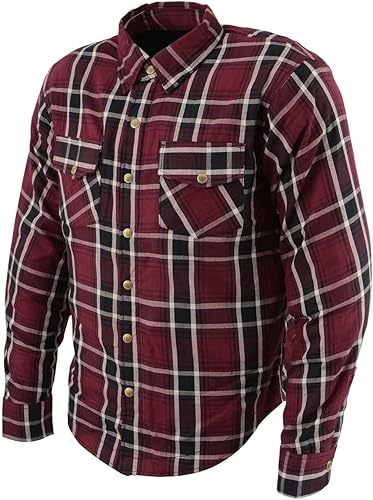 Vista 14 de Milwaukee Leather Camisa de franela a cuadros para hombre con armadura CE, reforzada con fibras de aramida, talla M MPM1654