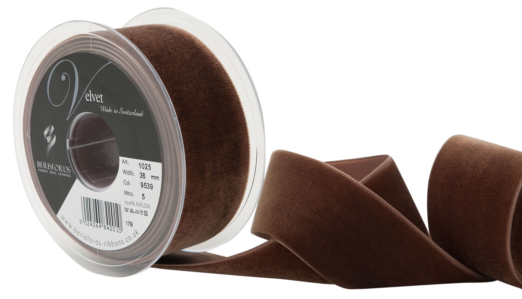 Berisfords Velvet Ribbon, Tabac, 102 x 45 x 102 cm