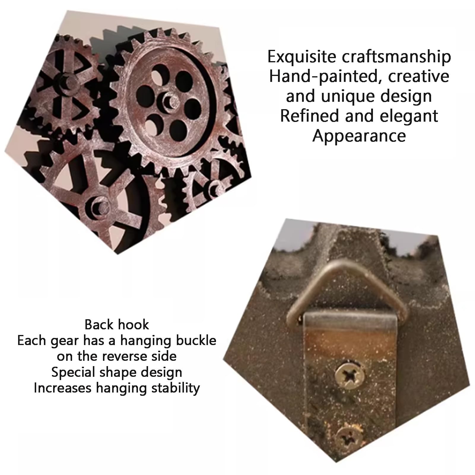 Genérico Conjunto De Decoración Pared Engranajes Industriales, Arte Madera Hexagonal, Rueda Dentada Estilo Steampunk, Diseño Estéreo 3D For Manualidades Bricolaje En Casa, Bar Y Cafetería(Gold)