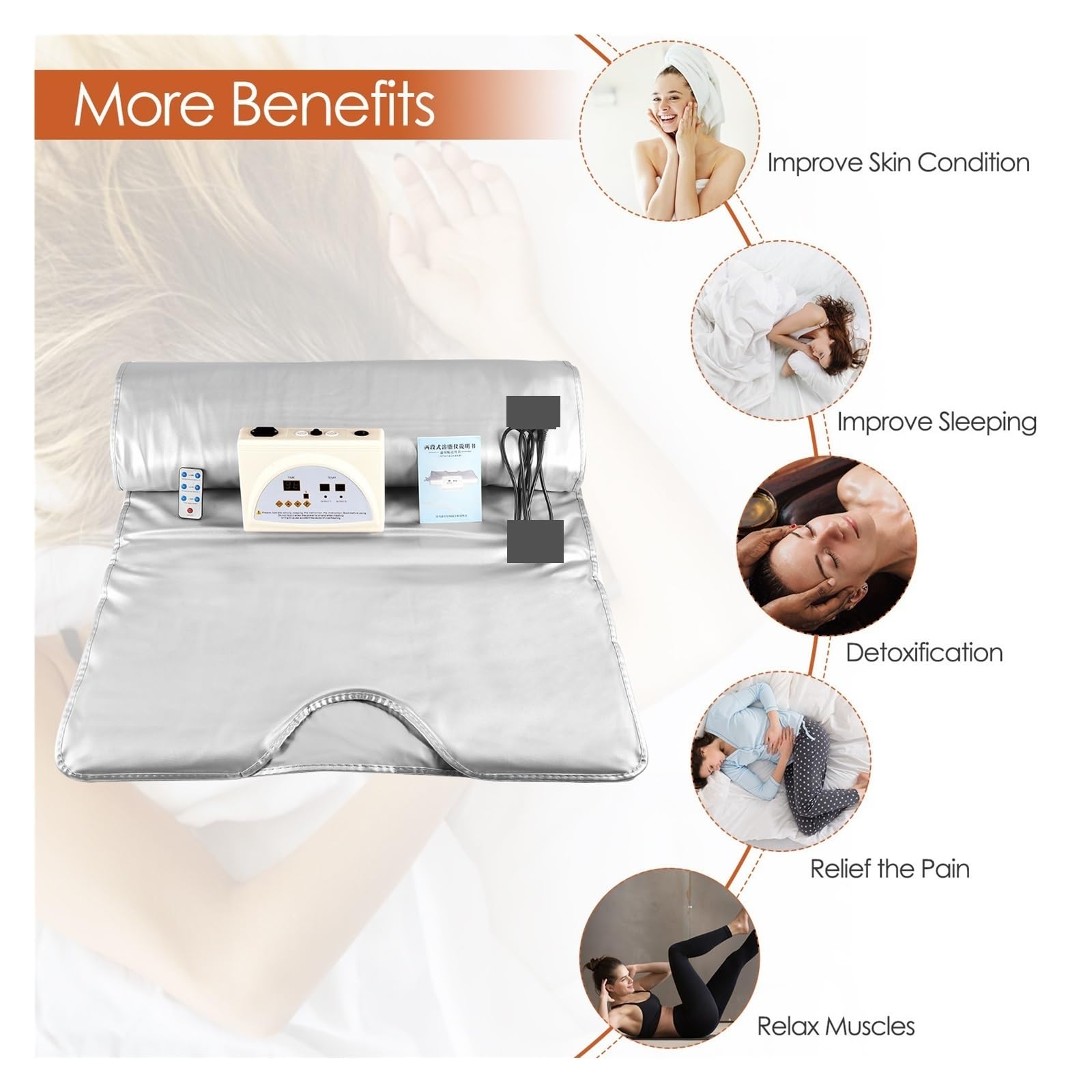 Coperta for sauna brucia grassi Slimmin for disintossicazione spa dimagrante, coperta riscaldante con tecomando a infrarossi for moatore del corpo domestico, Unità Benessere