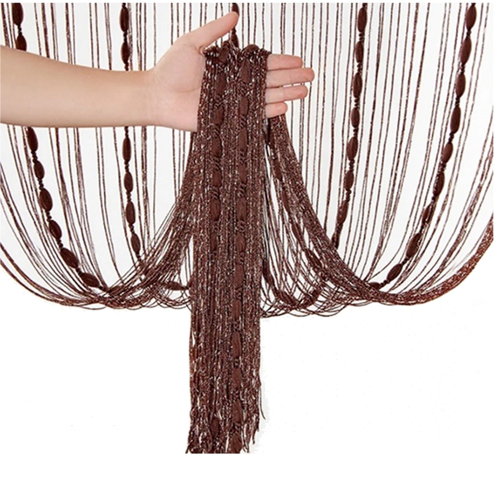 FonHNDG Bead curtains for doors Living Room Divider Crystal Bead String Curtain 1X2M Tassel Fringe Door For Salon And Sheer Wedding Decoration(Coffee)