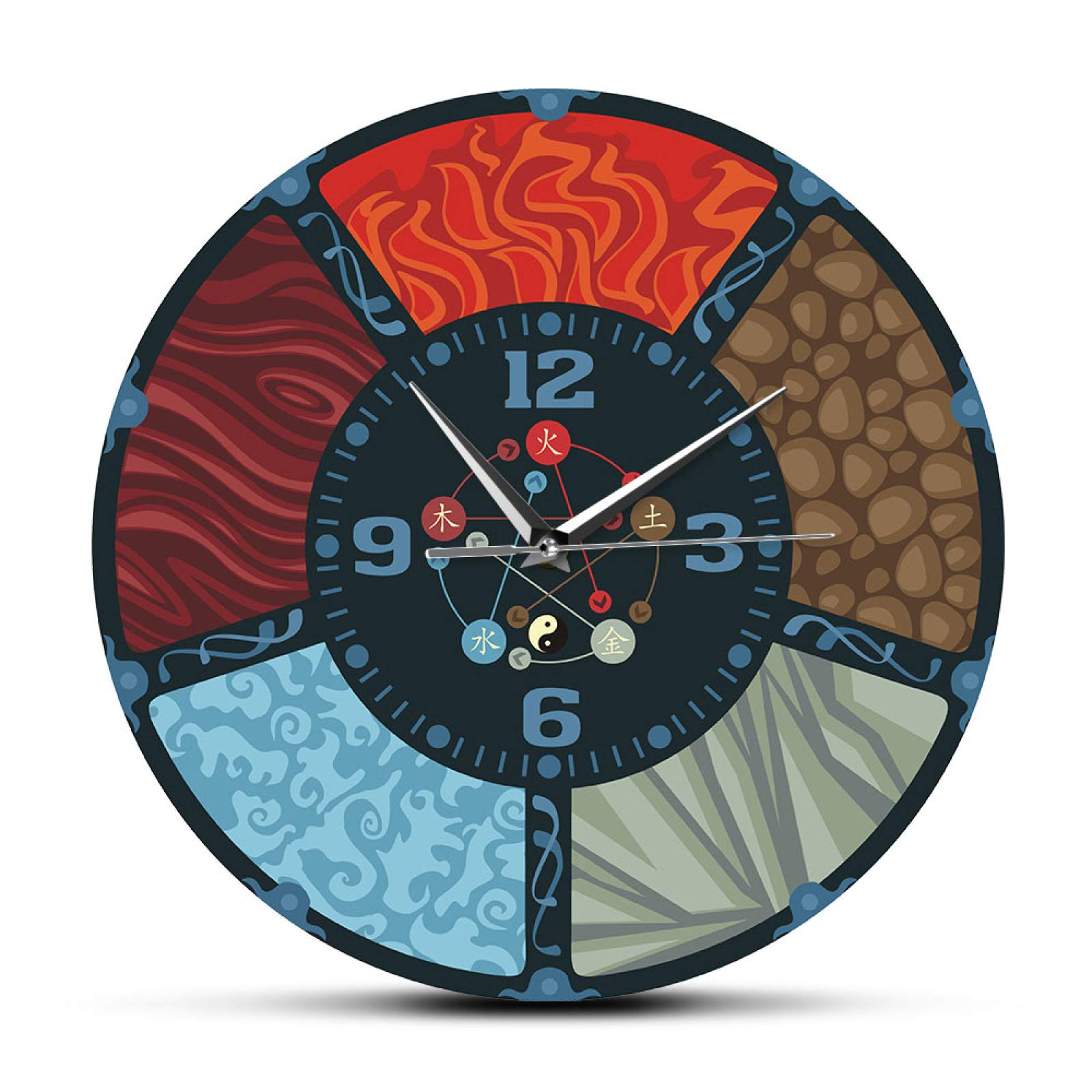 Buy yaoyao Wall Clocks with Big Numbers The Five Elements Cycle Wu Qing Feng Shui Wall Clock
