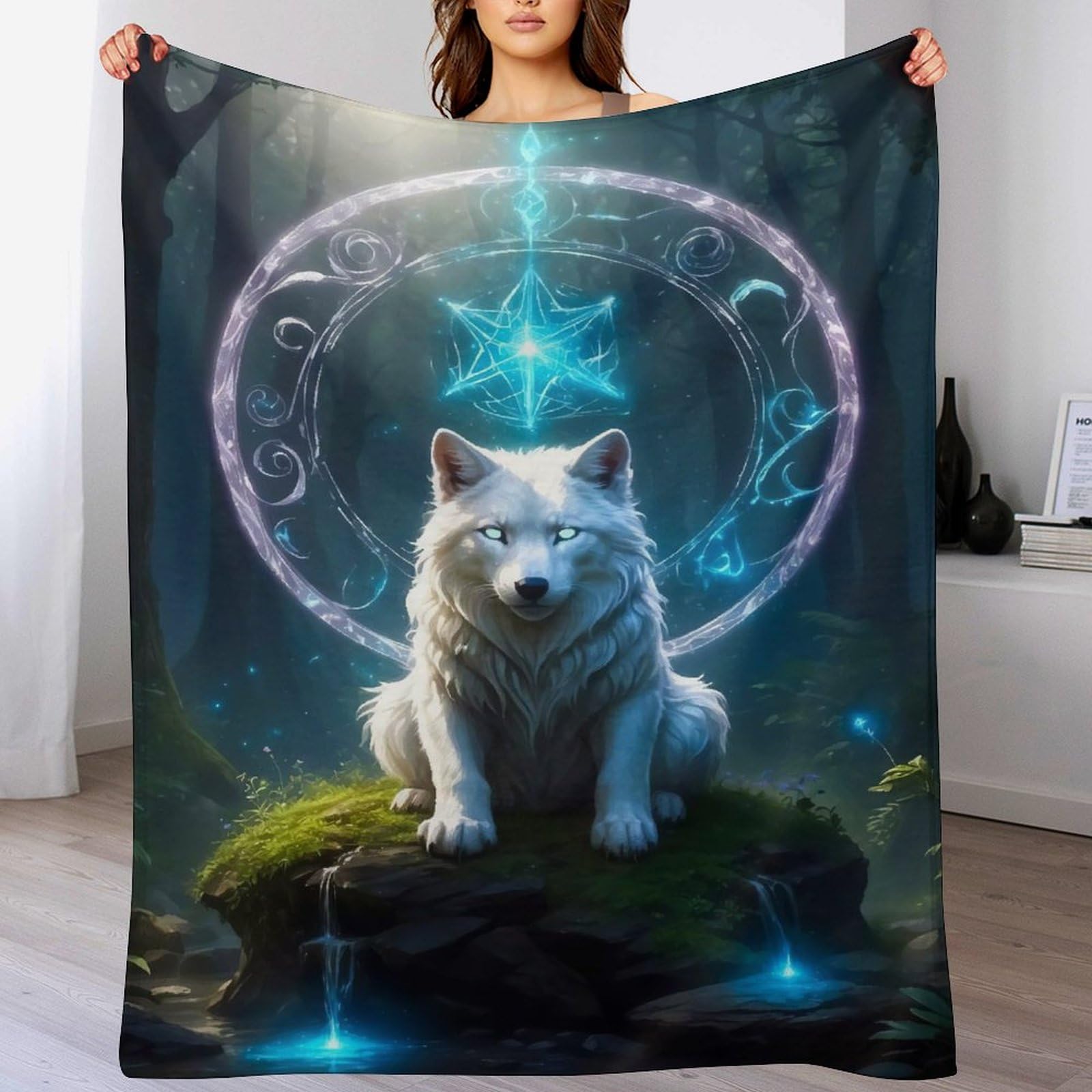 Manta de lobo de franela suave y cálida para sofá y cama 100x130 cm
