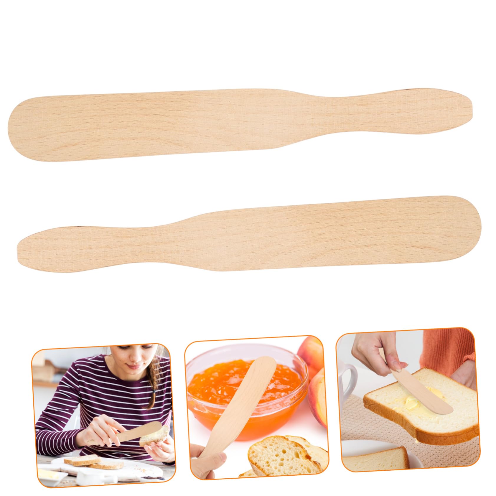KICHOUSE 2 Pack Wooden Spatulas Butter Spreader Cheese Spreader for Baking Cooking