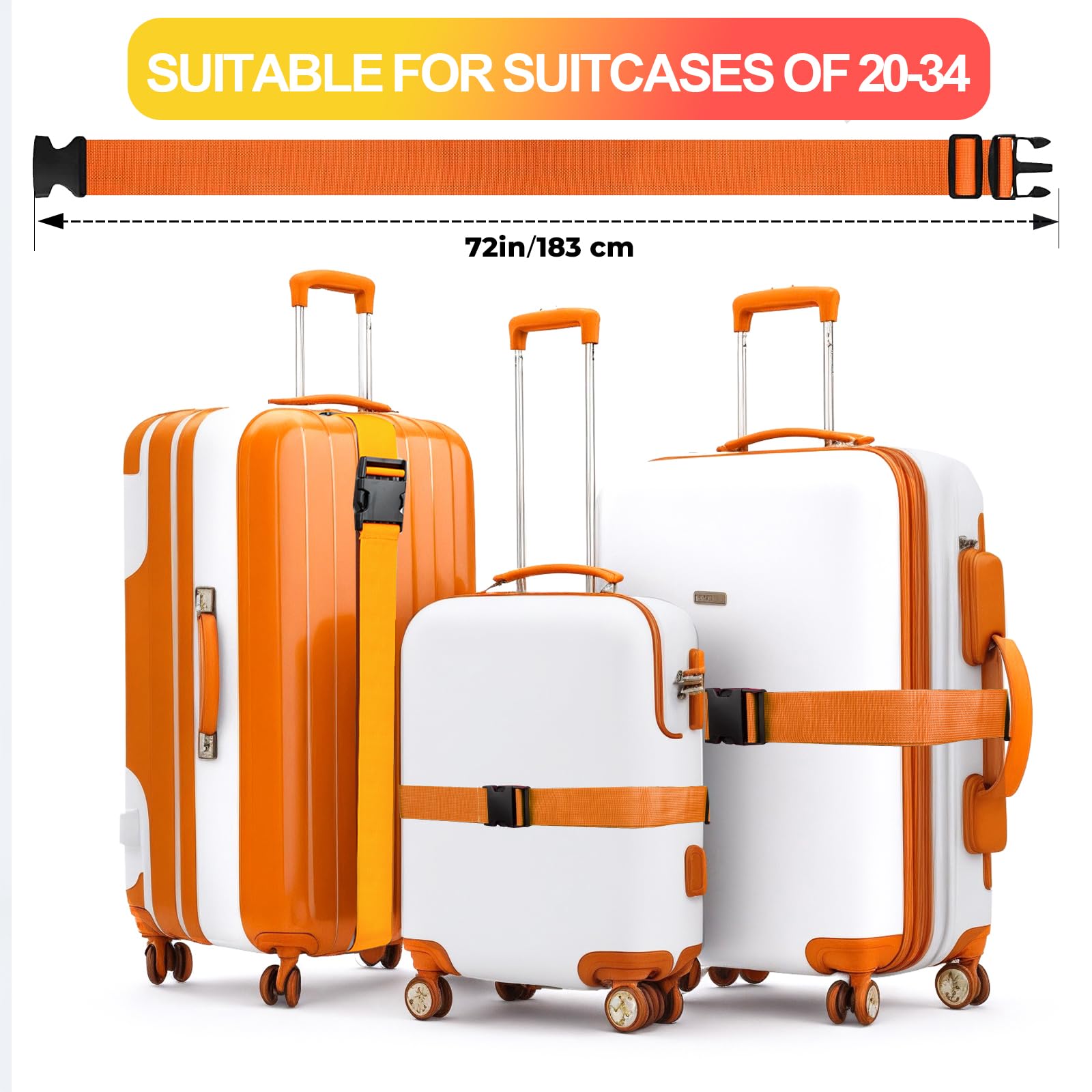 collwait 4 PCS Luggage Straps Suitcase Belts Wide Adjustable Packing Straps 1