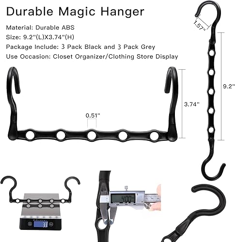 Miniatura 5 de Paquete de 6 organizadores de armario y almacenamiento más fuerte, artículos esenciales para dormitorio universitario para niñas y niños, perchas