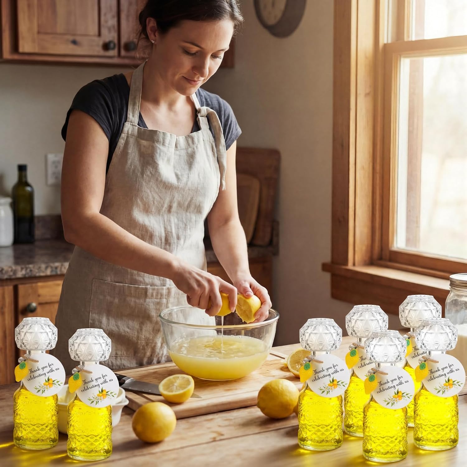 Chuangdi 16 Set Mini Limoncello Glass Bottles Set, Delicate image 5