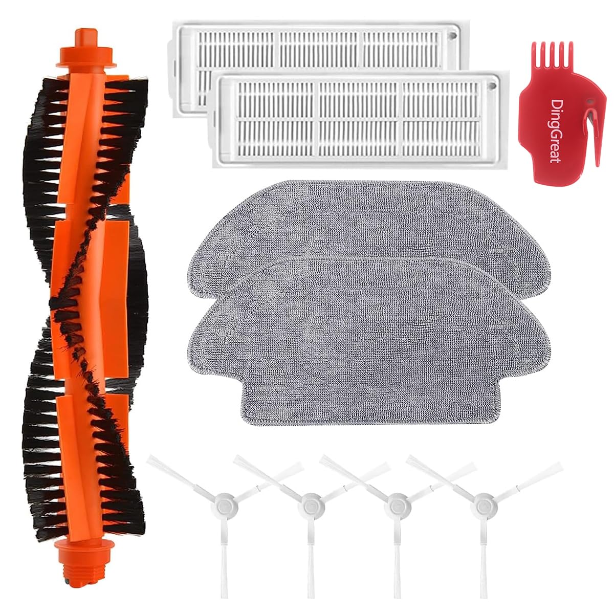 Accesorios de repuesto compatibles con Xiaomi Mi Robot Vacuum-Mop 2S, Mop Pro, STYJ02YM, para Xiaomi Robot Vacuum S10 EU, S12, T12 (1 cepillo principal, 2 filtros HEPA, 4 cepillos laterales