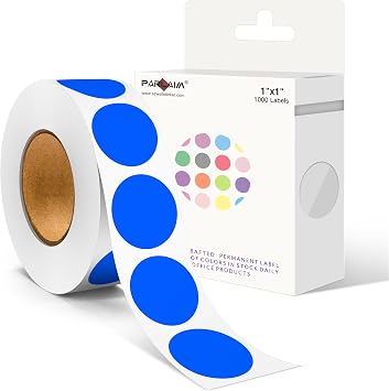 PARLAIM 1 Inch Round Color Code Dot Stickers,Blue Inventory Dots Label,Adhesive Circle Sticker Labels for Office Home-1000 Per Dispenser Box Blue